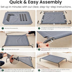 Love's cabin Elevated Cooling Dog Bed for Medium Dogs, Portable Indoor & Outdoor Raised Pet Dog Cat Cot, Durable Summer Frame with Breathable Mesh, Grey, 43" x 31.5" x 8"