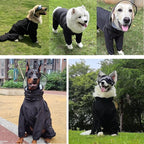 Dog Raincoat for Medium Large Dogs,rain Jacket Coat, Full Leg Coverage Waterproof Rain Suit with Detachable Hood & Tail, Reflective Strips，Labrador Retriever (Black for Boy, Large)