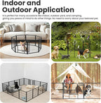 Simple Deluxe Dog Playpen Outdoor Indoor, 24 Inch 16 Panels Dog Fence for Small Dogs Puppy, Perfect Dog Pen for Camping, Yard, RV, Garden Fence, Black
