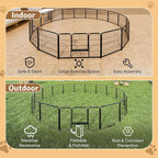 DUMOS Dog Playpen Indoor, Metal 40 Inch 16 Panels Foldable Pet Fence with Door, Outdoor Small Medium Large Dog Puppy Portable Exercise Play Pen for RV Camping, Trips, Play Yard