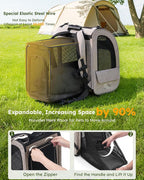 pecute Cat Backpack Expandable, Dog Carrier Backpack Breathable, Large | Durable Oxford Cloth, Lockable Zipper,Use for Pet Under 15 lbs to Travel