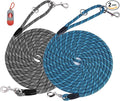 (2 Pack) Long Dog Leash for Dog Training 15FT/30FT/50FT, Dog Rope Check Cord with Reflective Thread for Large Medium Small Dogs, Dog Tie-Out Cable Lead for Hunting, Camping or Backyard