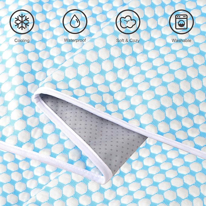 Cooling Blanket for Dogs - Q-MAX>0.4 Waterproof Pet Throw Blanket Bed Cover, Non-Slip Dog Blankets for Couch Protector, Washable Furniture Cover for Summer, Pearl Blue,30x40