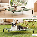 Love's cabin Elevated Cooling Dog Bed for Medium Dogs, Portable Indoor & Outdoor Raised Pet Dog Cat Cot, Durable Summer Frame with Breathable Mesh, Olive Green, 43" x 31.5" x 8"