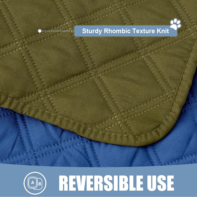 Smiry Waterproof Reversible Pet Couch Covers for Dogs | Pet Friendly, Soft Fabric, Washable Sofa Furniture Protector for Dogs Cat Kids, Checkered (52"x82", Green/Navy)