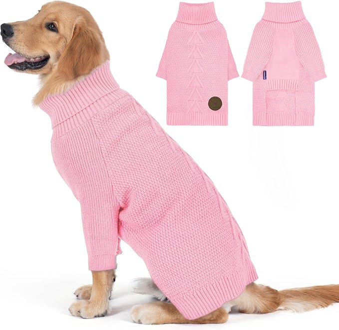 cyeollo Dog Sweater Long Sleeve Knitted Turtleneck Pullover Warm Clothes | Ultra Soft Warm Knit, Full Coverage, 4-Way Stretch for Easy Movement, Easy On & Off, Winter Daily Wear for Small Dogs