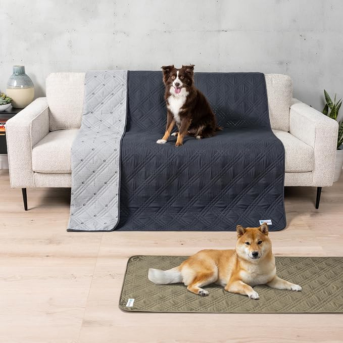 PetAmi Waterproof Couch Cover for Dog Non-Slip Bed Sofa Blanket, 52x82 Gray | Leakproof Furniture Protector for Pet Cat, Machine Washable Pee Proof Mat for Chair Car Seat, Durable & Anti Slip Backing