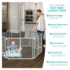 Regalo Safety 192" Plastic 2-in-1 Super Wide Baby Gate & Play Yard | Adjustable Playpen, For Doorways & Open Spaces, For Babies, Toddlers & Pets, Gray, Tested & Trusted for 30 Years