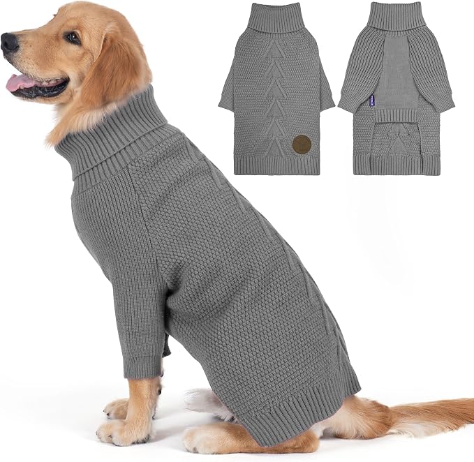 cyeollo Dog Sweater Long Sleeve Knitted Turtleneck Pullover Warm Clothes | Ultra Soft Warm Knit, Full Coverage, 4-Way Stretch for Easy Movement, Easy On & Off, Winter Daily Wear for Small Dogs