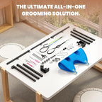 ALLPET&CO Double Bar Dog Grooming Arm with Hammock & Kit, 42" H Clamp Fits 2.76", Pet Grooming Table Stand for Nail Trimming Cats Dogs
