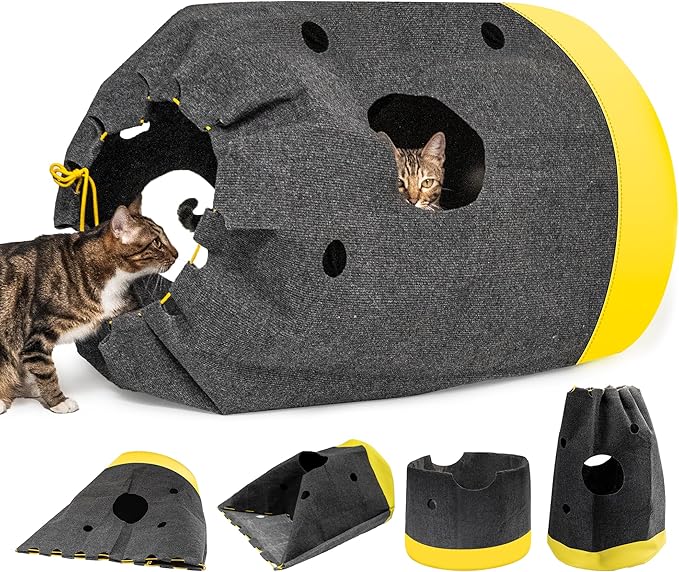 Cat Play Bag Collapsible Cat Activity Center Mat Play Rug | Cats Activity Adventure Carpet Cats Tunnel Bags Drill Sleeping Bag Crinkle Bags for Indoor