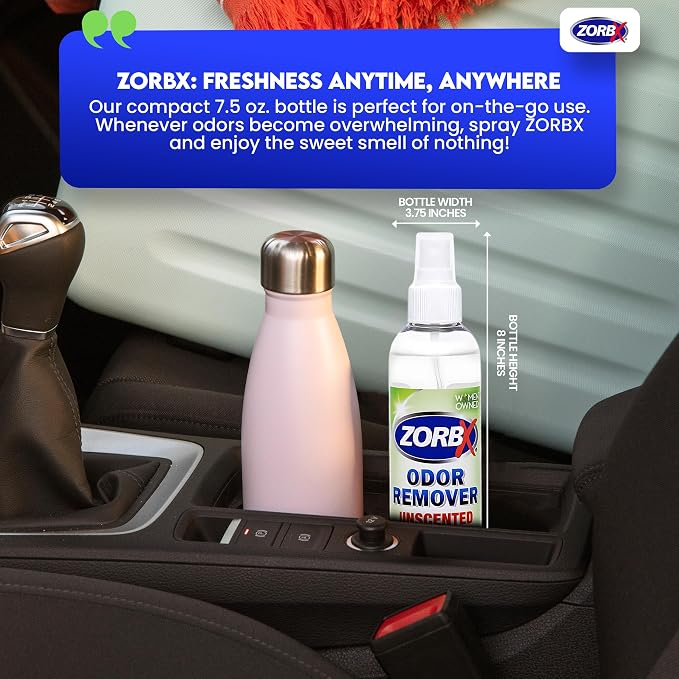 ZORBX Unscented Odor Eliminator 7.5 Oz 2-Pack, Daily Use, Hospital-Grade | Permanent Odor Remover for Pet & Human Urine, Smoke & Strong Odors, Carpet, Upholstery, Mattress, Bathroom, Basement & More