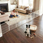 FXW Dog Gate, Extra Wide Adjustable for Openings Up to 219", 32" H | Flexible Space Control, Easy Walk-Through Access, 7 Panels + 1 Gate, For Small & Medium Dogs, Garage Use
