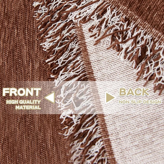 MYSKY HOME Sofa Covers Washable Sectional Couch Covers - 3 Cushion Slipcover Furniture Protector with Tassels for Kids, Dogs, Pets - 91"x134", Chocolate