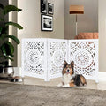 Lightnpro 3-Panel Wooden Dog Gate – Adjustable Freestanding Foldable Pet Safety Barrier, Extra-Wide Indoor Fence for Small Dogs & Pets – 24x54 Inch Antique White