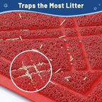 Smiry Cat Litter Box Mat 47x32, Non-Slip Water Resistant Litter Trapping Mat, Easy Clean Less Waste and Urine-Locking Cat Carpet for Indoor, Red