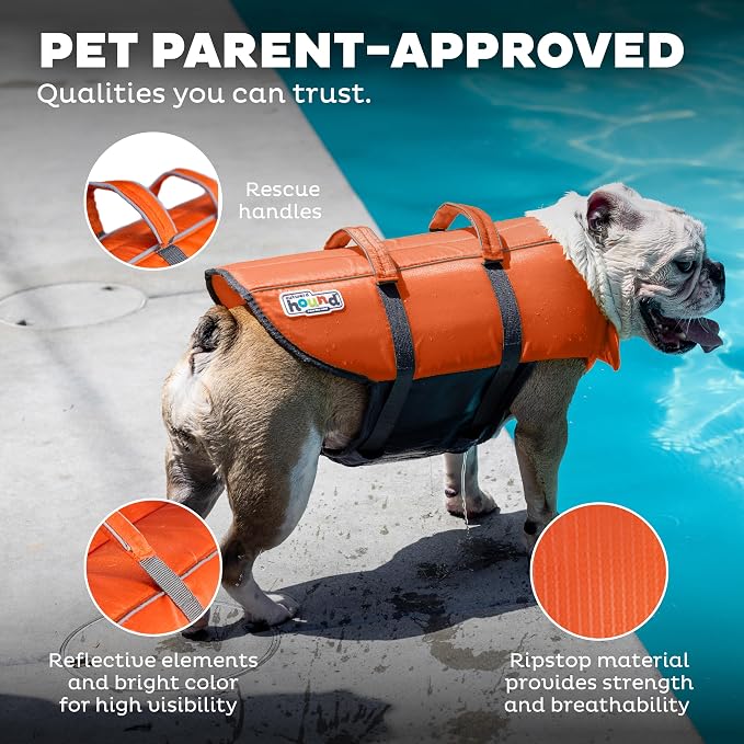 Outward Hound Granby Splash Orange Dog Life Jacket, XL