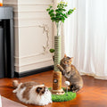 Cat Scratching Post 39'' Tall with Interactive Ball & Mouse Hole | For Indoor Adult Cats, Sisal Rope Cat Tree Tower. Kitty Scratcher Furniture with Artificial Grass Tree for Kittens Cat Toys