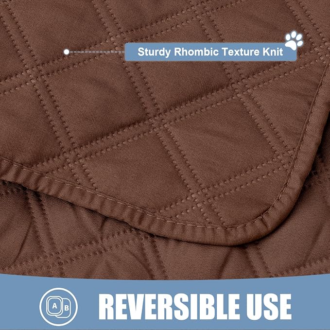 Smiry Waterproof Reversible Pet Couch Covers for Dogs | Pet Friendly, Soft Fabric, Washable Sofa Furniture Protector for Dogs Cat Kids, Checkered (68"x82", Brown/Brown)