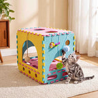 Cat Houses for Indoor Cats, Cute Cat Bed Cave with Soft Pillow, Cat Cube for Multiple Large Cats, Fun Dice Shaped, 17 Inches