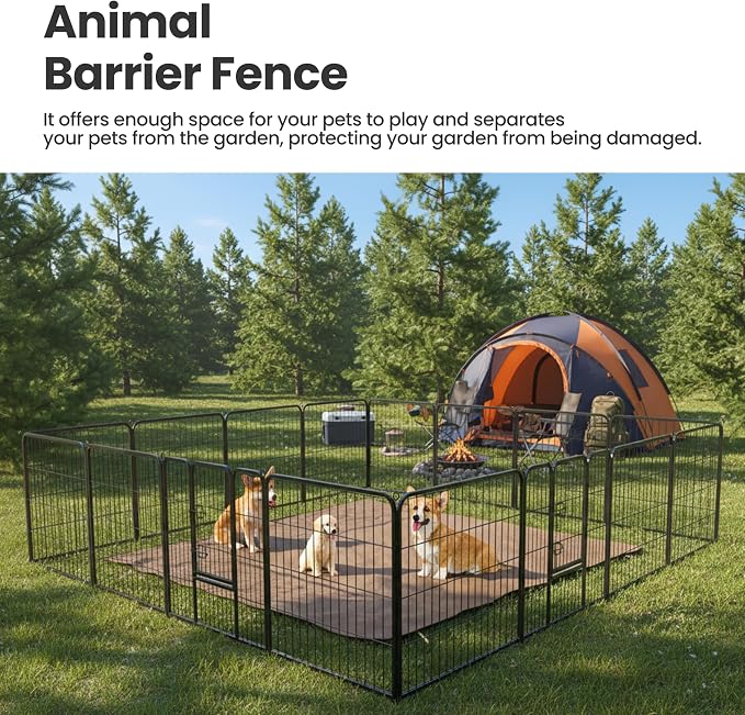 Simple Deluxe Dog Playpen Outdoor Indoor, 32 Inch 8 Panels Dog Fence for Small/Medium Dogs Puppy, Perfect Dog Pen for Camping, Yard, RV, Garden Fence, Black