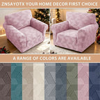 ZNSAYOTX Stretch Armchair Covers for, 1-Piece Chair Slipcovers for Living Room, Furniture Protector with Elastic Bottom for Dogs Cats Kids Geometrical Jacquard Fabric (Small, Dusty Pink)
