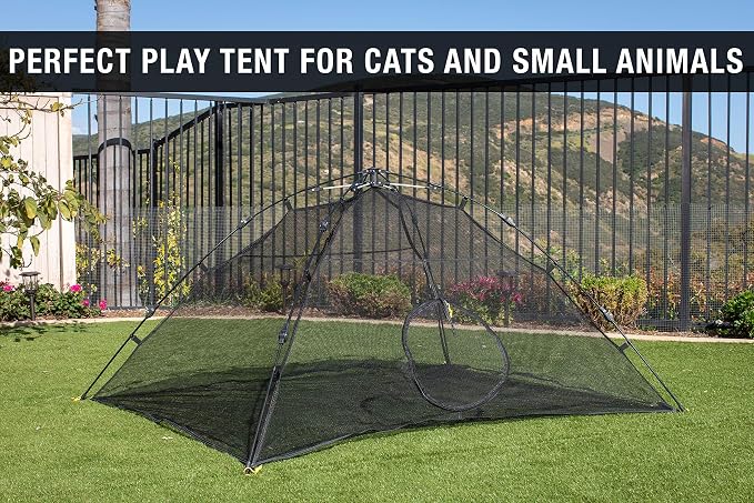 Cat Tent, Large Portable Playhouse for Outdoors and Indoors | Enclosure for felines, kittens and small animals, use outside or inside, a happy habitat that keeps pets contained safely