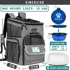 PetAmi Dog Backpack Carrier, Airline Approved 4-Way Entry Cat Backpack Carrier, Ventilated Mesh, Collapsible Pet Carrier for Small Puppy, Kitten, Hiking, Travel Car, Vet, up to 18 lbs, Heather Gray