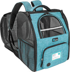 PetAmi Expandable Dog Backpack Carrier for Cats & Pets, Breathable Cat Carrier Backpack with Top Window & Multi-Entry, Ventilated Foldable Travel Carrier for Small Medium Pets up to 18 lbs, Teal Blue