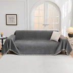 MYSKY HOME Couch Cover for Dogs, Washable Couch Covers, Non Slip Sofa Cover, Couch Cover 2 Cushion Sofa Dogs Furniture Protector with Tassels, Chenille Sofa Slipcover for Pets, 71"x118", Dark Grey
