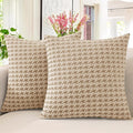 MAXIJIN Pack of 2 Throw Pillow Covers 18x18 Inch, Decorative Soft Couch Pillow Covers Square Accent Cushion Cover Farmhouse Pillow Cases for Sofa Bed Living Room Home Decor, Khaki