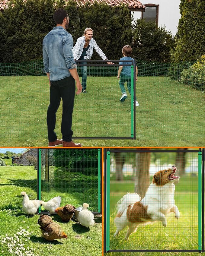Temporary Fence Gate,3' Height,Garden Fence Mesh Door, Free Open and Close Boundary for Garden Backyard Outdoor Animal Protect, Non Electric Safe for Children and Dog