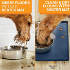 Neater Pet Brands Neater Mat Pet Mats for Food and Water, Cat & Dog Bowl Mat Waterproof Silicone, Feeding Tray, Dog Food Mats for Floors, Placemat w/Raised Edge for Under Bowls, 32" x 24", Dark Blue