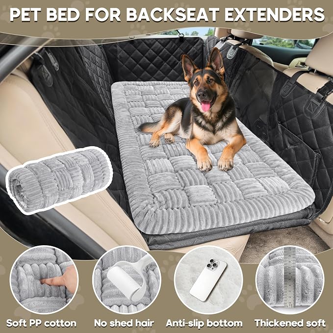 Dog Car Bed Mat Non-Slip Backseat Extender Dog Bed 50" x24.6" | Travel Bed for Dogs，Chew-Resistant, Easy Clean & Scratch-Proof, Comfort Design, Fits Trucks/Sedans/SUVs