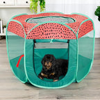 Furhaven Portable Dog Playpen Cat Tent, Pet Playground,Kennel Foldable Indoor Outdoor Zippered Puppy Crate - Green & Pink, Medium