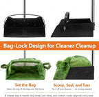 Toozey Extra Large Pooper Scooper for Large Dogs, 43.31" Long Handle | Sturdy Metal Tray & Rake | Cleaner Bag-Supported Pickup | Less Mess in Multi-Dog Yards | Fits Standard 13-Gallon Trash Bags