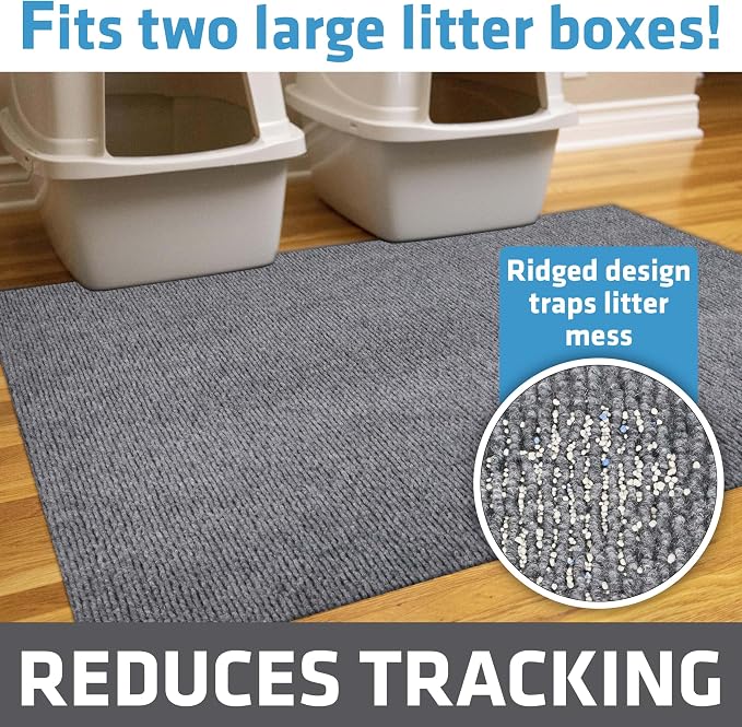 Drymate Cat Litter Box Mat, Litter Trapping Mat, Grey, 36x47 Jumbo XXL | Waterproof, Urine-Proof, Absorbent, Machine Washable, Soft on Paws, Contains Mess, Protects Floors, Kitten Supplies, USA Made