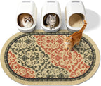 Cat Litter Mat,40"x30" High Density PVC Litter Trapping Mat, Non-Slip, Waterproof & Urine-Proof Litters Catcher Mats, Keep Floor Clean, Soft on Kitten Paws, Cat Essentials Brown-Green