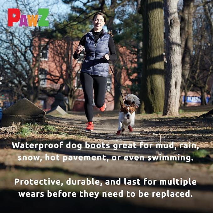 PawZ Rubber Dog Boots for Small Paws - All-Weather Waterproof Dog Shoes, Anti-Slip Traction for Rain, Snow, Mud & Hot Pavement - Pull-On Dog Booties, Black - Small (2"-2.5") - Pack of 24