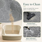 Yimobra Cat Litter Mat, Easy Clean Trapping PVC Mat, 35.4" x 23.6", Waterproof Backing, Non Slip Bottom, Scatter Control Pad for Litter Box, Dark Grey