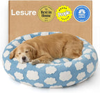 LE SURE Shown on TV Jacquard Donut Dog Beds Extra Large,Blue 42x42x9in | XL Orthopedic Calming Pet Bed Sofa, Original Design Pattern,Washable Cover, Home Decor as Gift for Pet,Anti Slip Bottom