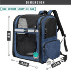PetAmi Dog Backpack Carrier for Cats, 4-Way Entry Ventilated, 18lbs Max | Sherpa Bed Included, Foldable Load-In Top, Safety Reflective Strap, Breathable Mesh, Poop Bag Dispenser, Padded Back Support