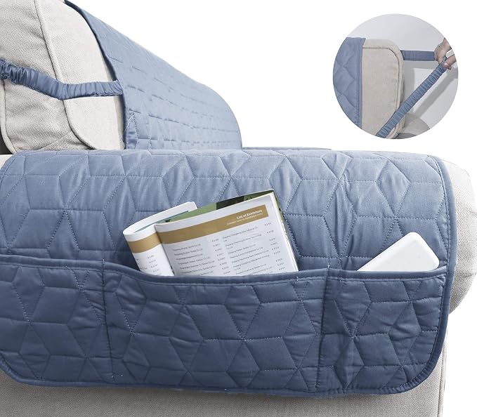 Ameritex Couch Sofa Slipcover 100% Waterproof Nonslip Quilted Furniture Protector Slipcover for Dogs, Children, Pets Sofa Slipcover Machine Washable (Stone Blue, 68'')