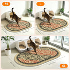 Cat Litter Mat, 33"x22" High Density PVC Litter Rug Trapping Mat, Non-Slip, Waterproof & Urine-Proof Litters Catcher Mats, Keep Floor Clean, Soft on Kitten Paws, Cat Essentials Brown-Green