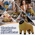 LovinPet Dog PJS Clothes for Giant Dogs, Pitbull Pure Cotton Yellow and Black Stripe Dog Shirt, 4-Legged Design, Full Body Coverage, Pajamas for Pitbulls, Onesies for Dogs, 3XL