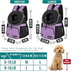 PetAmi Adjustable Cat & Dog Chest Carrier Backpack, Ventilated for Hiking & Camping, Max 15 lbs, Purple