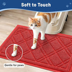 Smiry Cat Litter Box Mat 30x17, Non-Slip Water Resistant Litter Trapping Mat, Easy Clean Less Waste and Urine-Locking Cat Carpet for Indoor, Red