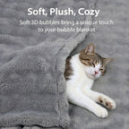 Dog Blankets Washable Pet Blanket - Fluffy Fuzzy Cat Puppy Blanket with Premium 300GSM 3D Fleece Bubble for Pet Kitten Doggy, Grey, 25x35IN