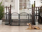 Folding Pet Fence 144" Wide, 32" Tall,Freestanding Dog Gate with Door,Black | 6 Panels No-Assembly Metal Pet Fence Walk Through,Extra Accordion Puppy Folding Playpen for Doorways, Stairs,House