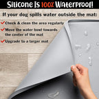 DogBuddy Dog Food Mat – Waterproof Dog Bowl Mat for Food and Water, Silicone Pet Feeding Mats for Floors, Non-Slip Placemat with High Edges for Dogs Bowls, Puppy Essentials (Small: 19"x12", Mist)